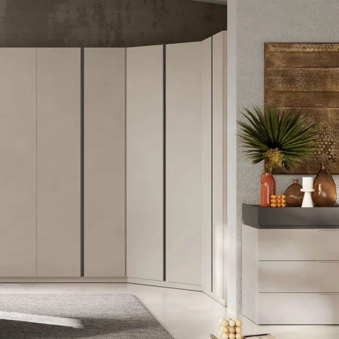 Cabina spogliatoio per camere da letto, finitura Cashmere e Antracite Zenzero Shop