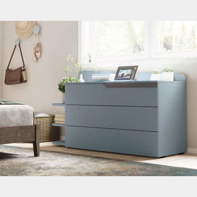 Comò moderno con apertura push-pull, finitura Cenere