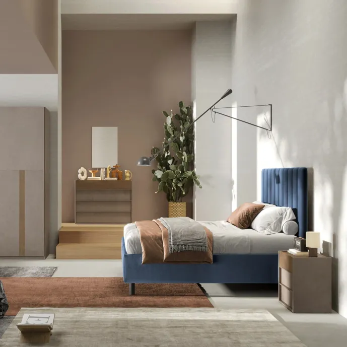 camera con letto blu