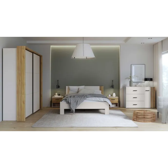 Camera da letto moderna in finitura Sabbia e Rovere