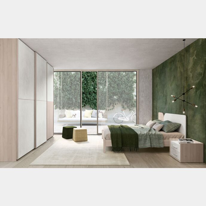 Camera matrimoniale scontata completa in Noce brina e Cemento artico