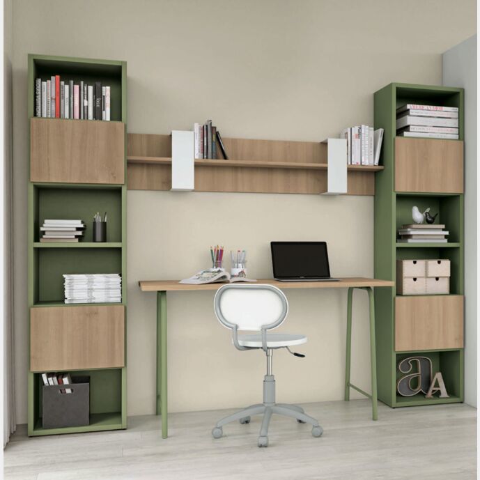 Zona studio per camerette in finitura Royal Oak e Oliva