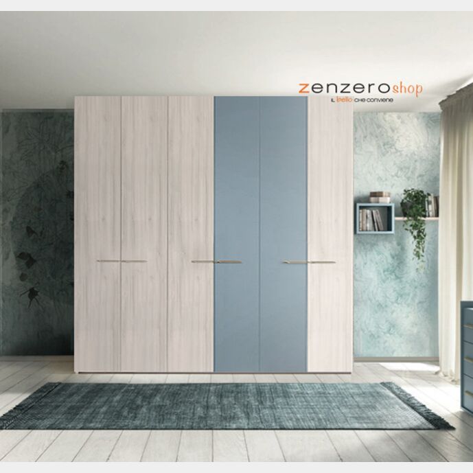 Armadio moderno a 6 ante battenti in finitura Noce brina e Cadaques