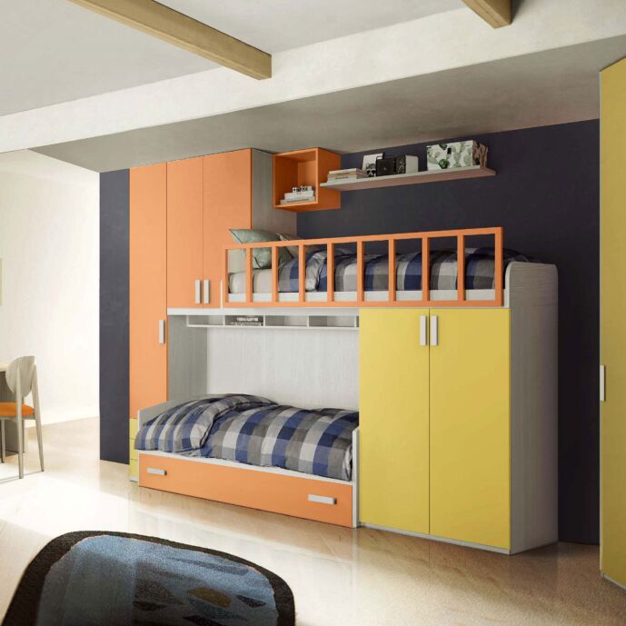 letto castello giallo arancione