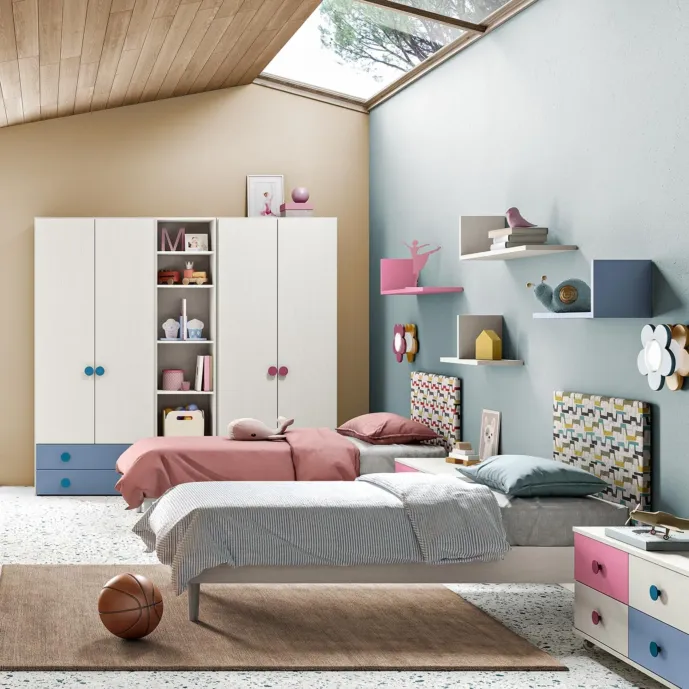 Cameretta per bambino e bambina con letti singoli Zenzero Shop
