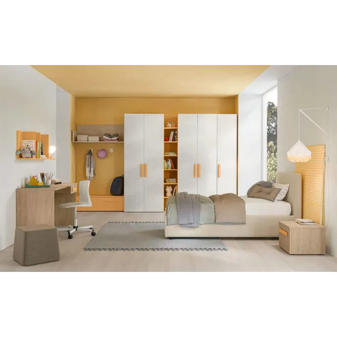 cameretta papaya e bianca