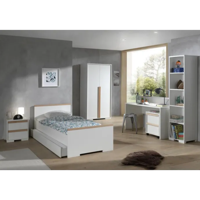 Cameretta moderna composta da armadio 2 ante, letto e comodino 