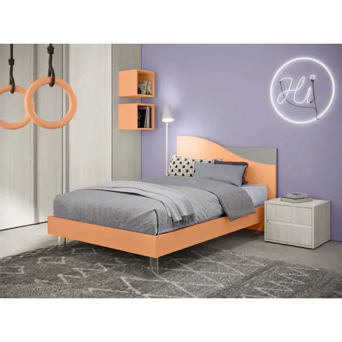 Letto 1 piazza e mezza Papaya e grigio dorian