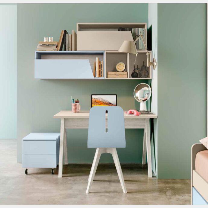 Scrivania per bambini, finitura Orzo e Larice bianco