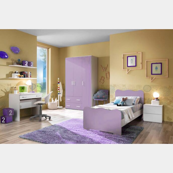 Cameretta completa lilla con lettino singolo