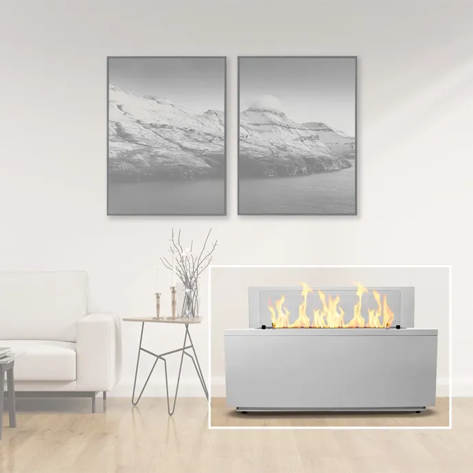 Camino a bioetanolo da terra, Bianco, 100x40x60 h cm Zenzero Shop