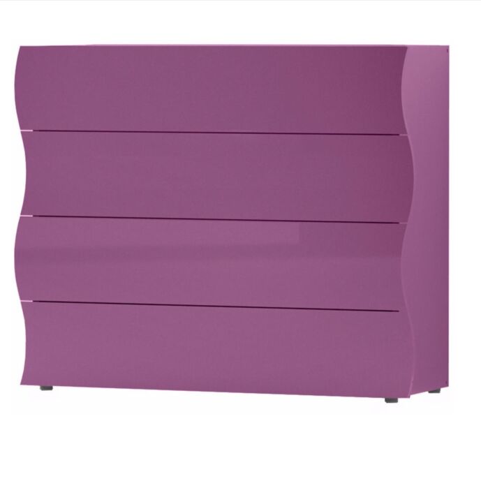 Cassettiera Como moderno, 4 cassetti laccata Lilla lucido