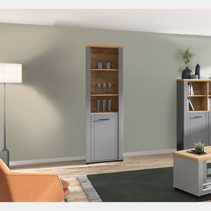 Colonna multiuso 1 anta, finitura Rovere e Carbone