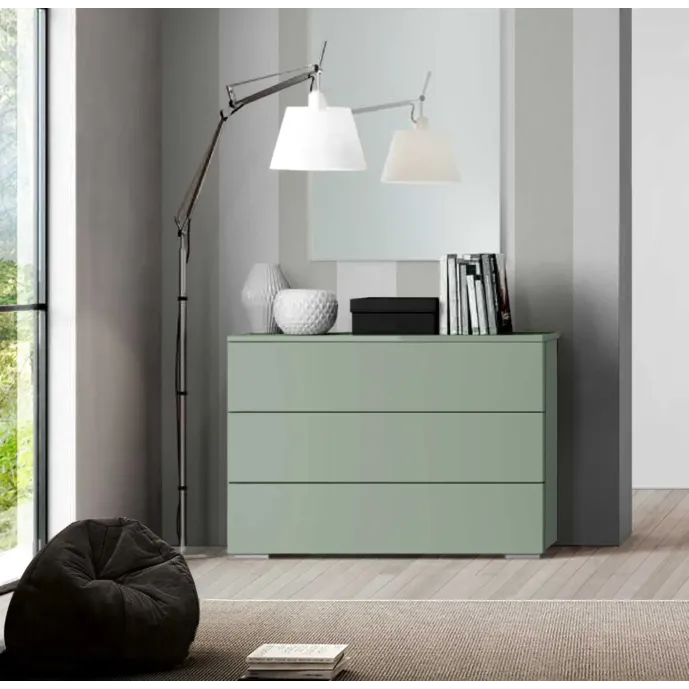 Comò Agave 3 cassetti, L.109, apertura a presa laterale