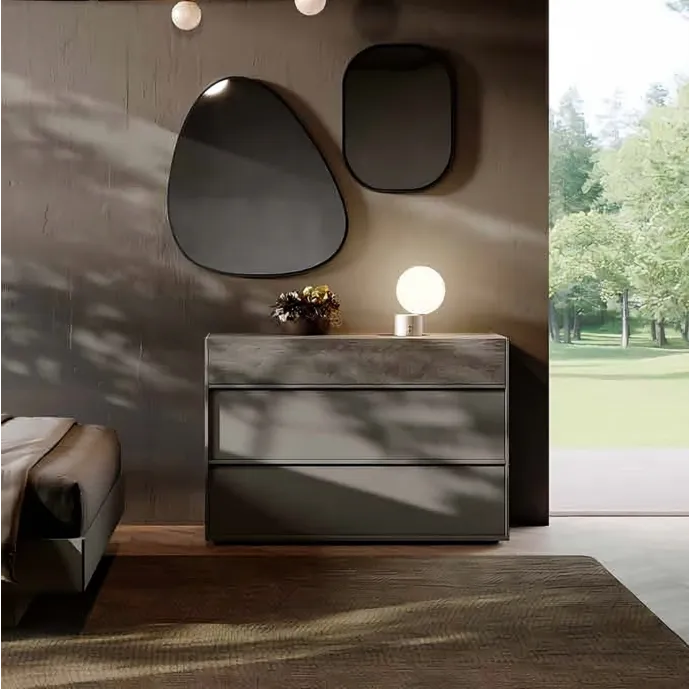 comò moderno grigio e rovere