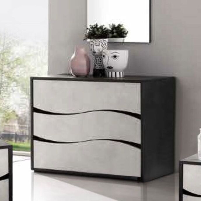 Comò di design grigio resina chiaro e grigio resina scuro