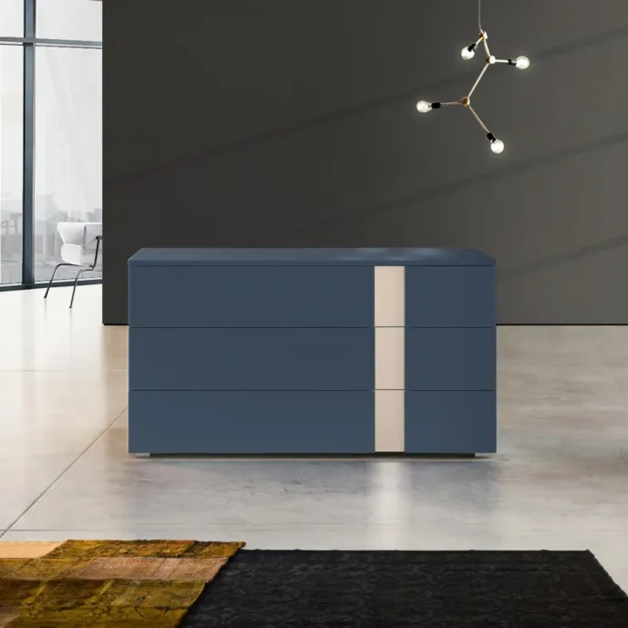 comò moderno laccato blu opaco