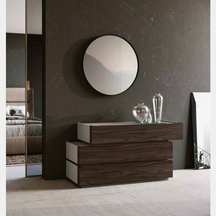 Comò Palawan sfalsato Grigio cenere e Noce moro