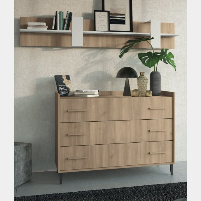 Comò moderno con piedini in finitura Royal Oak