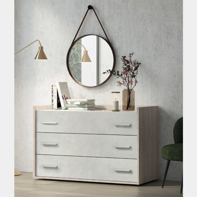 Comò moderno in finitura Noce brina e Cemento artico