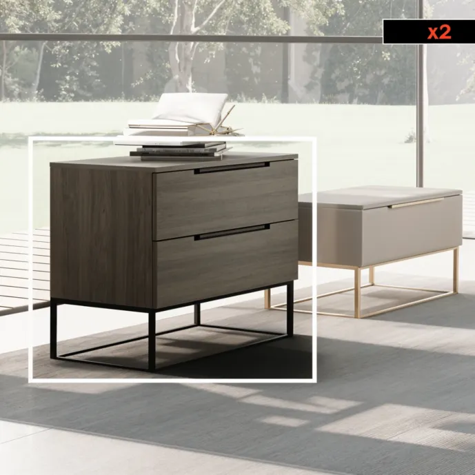 comodino rovere grigio