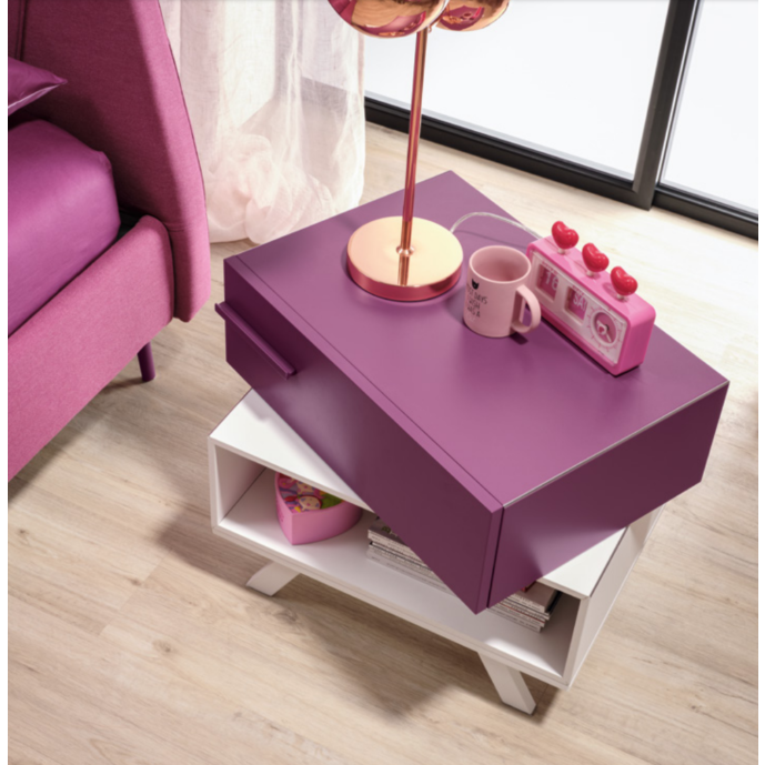 Comodino cameretta girevole con un cassetto, un vano, Moretti Compact