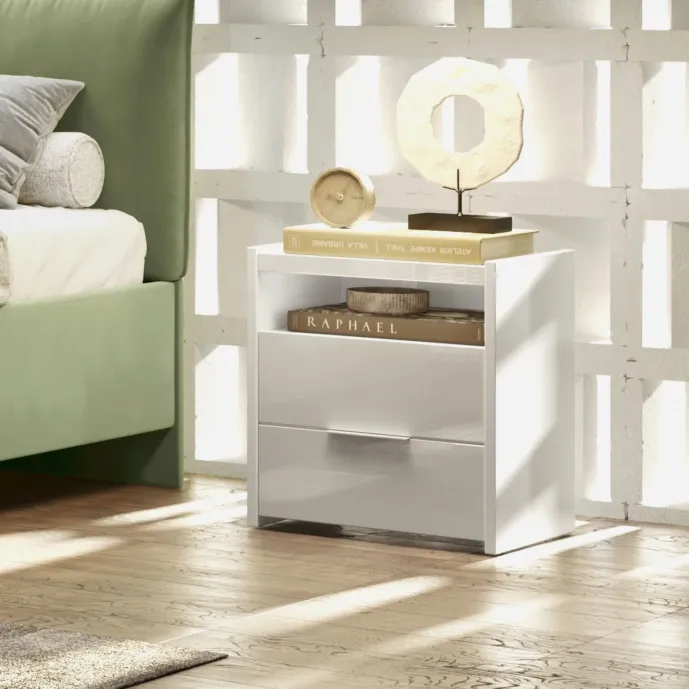 coppia comodini bianchi