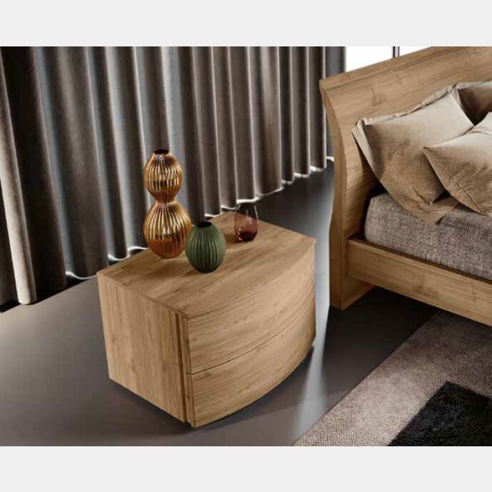 Coppia di comodini design moderno, finitura Noce biondo