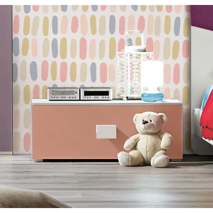 comodino 1 cassetto rosa