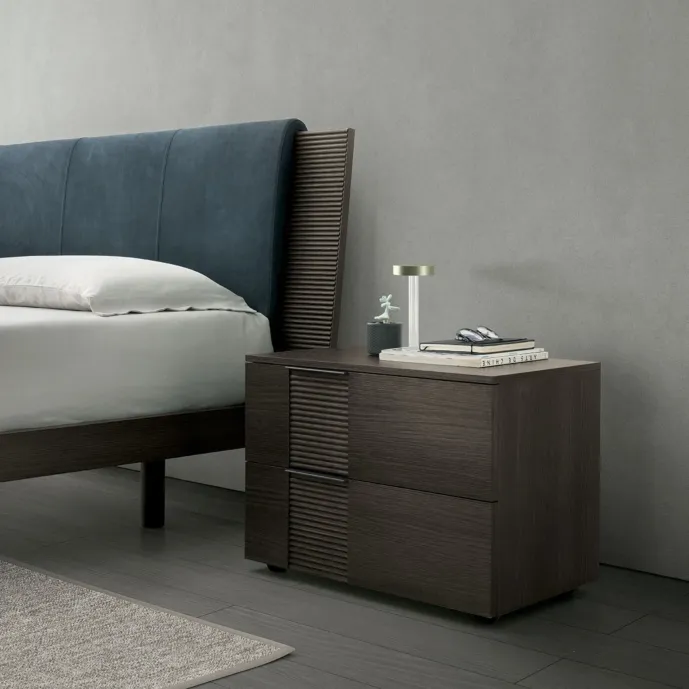 Comodino Bliss Tomasella, Rovere moka e Cannettato, L.60 H.47