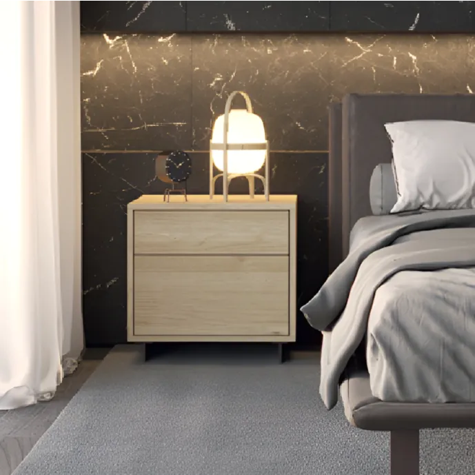 comodino rovere nodato