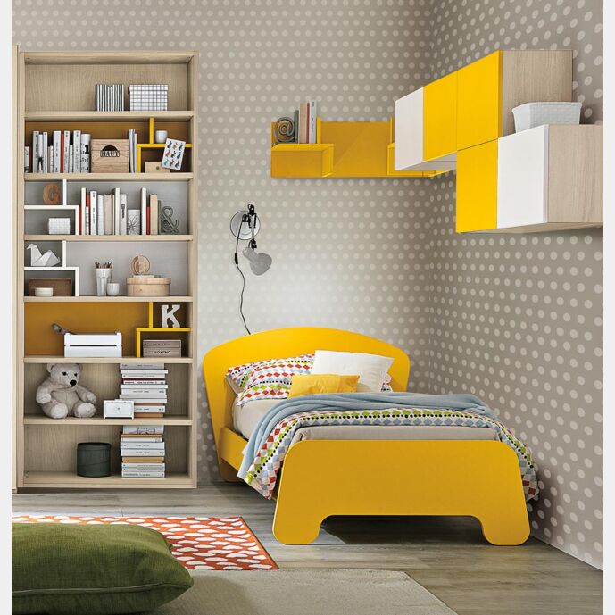 Letto singolo Eco per camerette in finitura Girasole