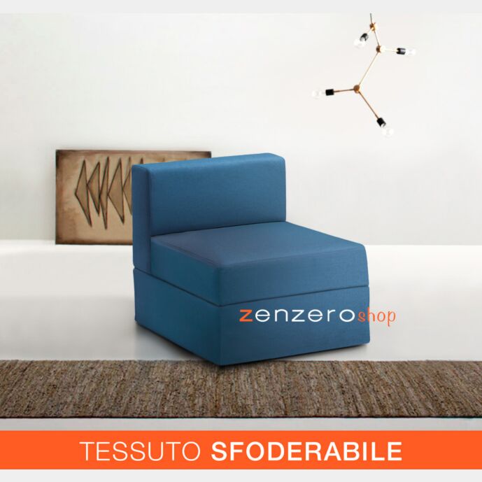 Divanetto singolo per divani componibili, 1 posto, finitura azzurro