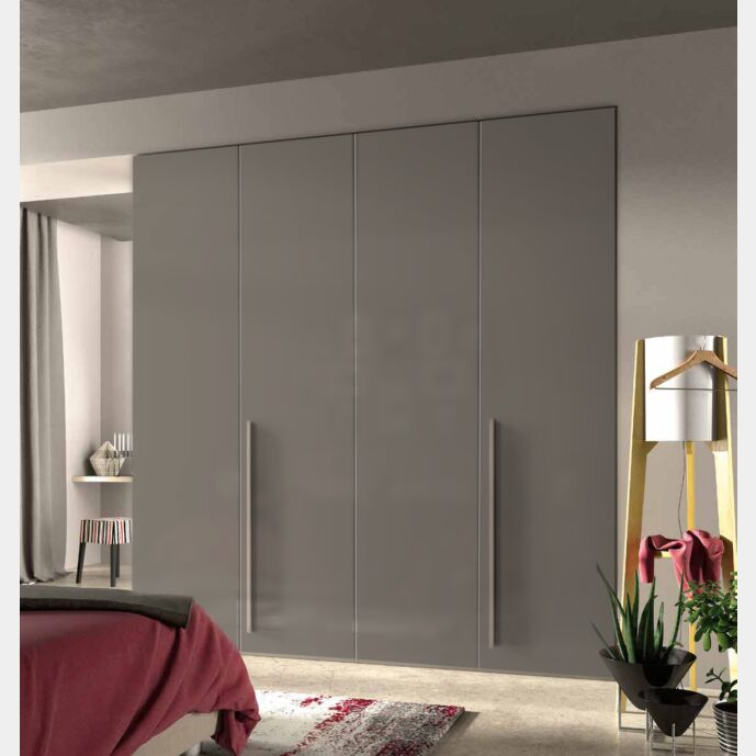 Armadio a 4 ante battenti grigio cenere lucido con ante da 60 cm
