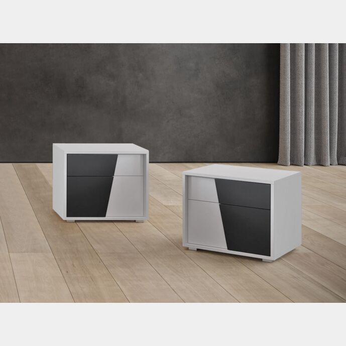 Comodini moderni bicolore, colore laccato opaco Bianco e Nero