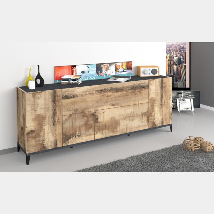 Credenza moderna 200 cm Pero e Ardesia