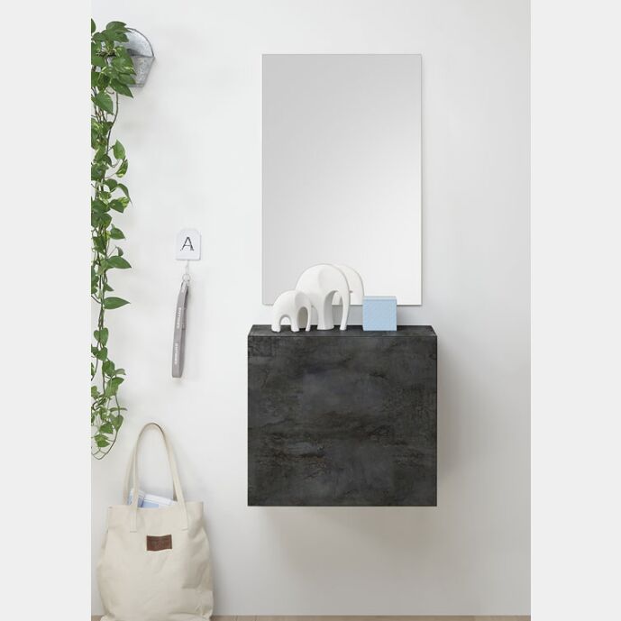 Mobile da ingresso con specchio, finitura ossido