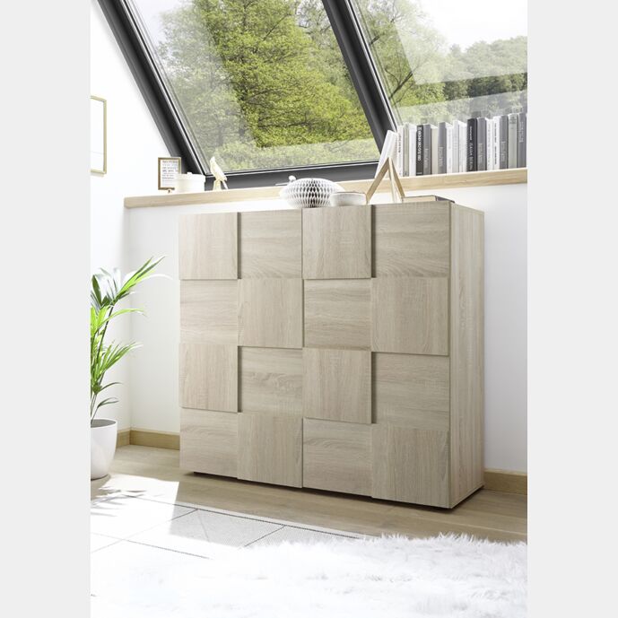 Credenza Moderna, Madia di Design, 2 ante Alta, Rovere Samoa