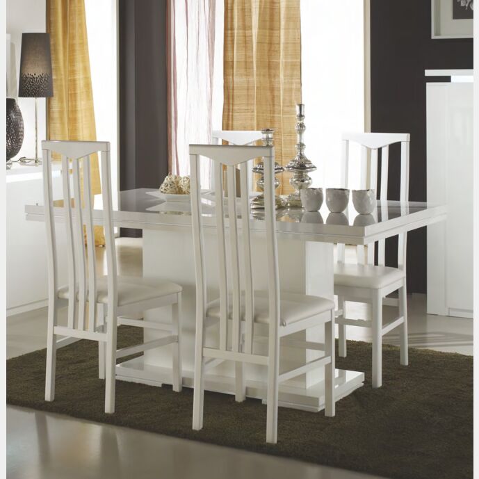 Tavolo bianco lucido fisso L.160, Made in Italy