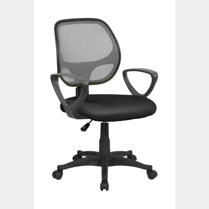 Poltrona operativa da ufficio con braccioli, Grigia e Nera