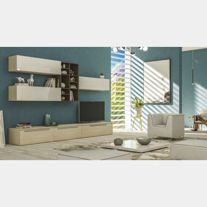 Parete attrezzata moderna con librerie, Made in Italy