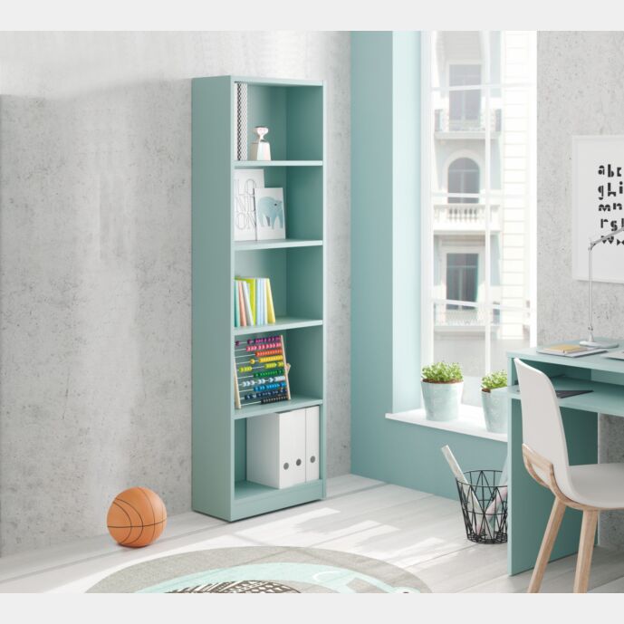 Librerie colorate: libreria 4 ripiani, finitura verde acqua