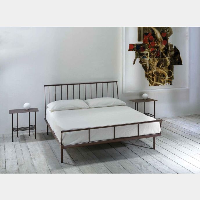Letto in ferro battuto Giuliani , effetto corten, made in Italy