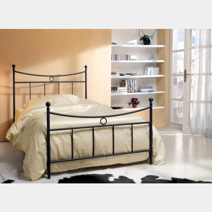 Letto Barber in tubolare di ferro, una piazza e mezza, color grafite, made in Italy