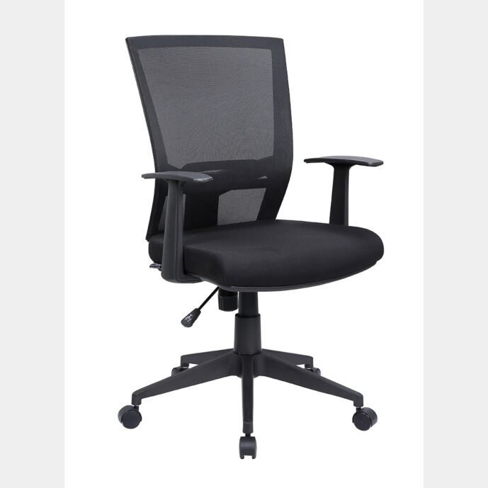 Poltrona operativa da ufficio con schienale curvo in rete Nera