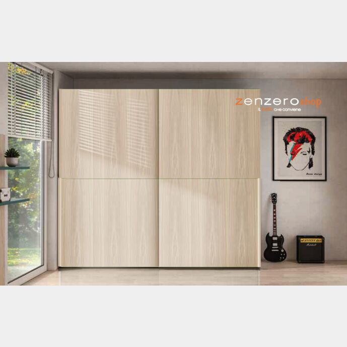Armadio a 2 ante scorrevoli, finitura Olmo e Orzo Zenzero Shop