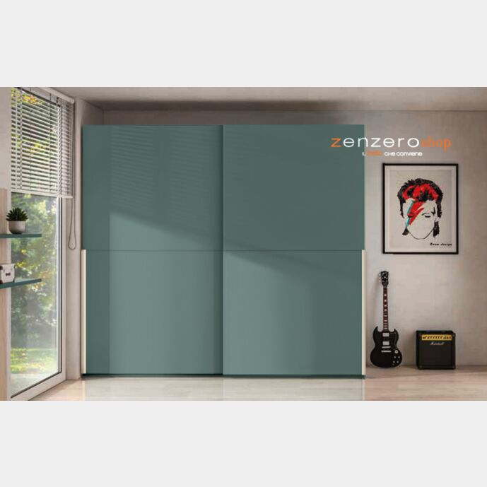 Armadio a 2 ante scorrevoli, finitura Verde Salvia Zenzero Shop