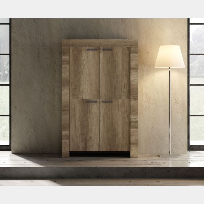 Madia contenitore 4 ante stile shabby chic, noce