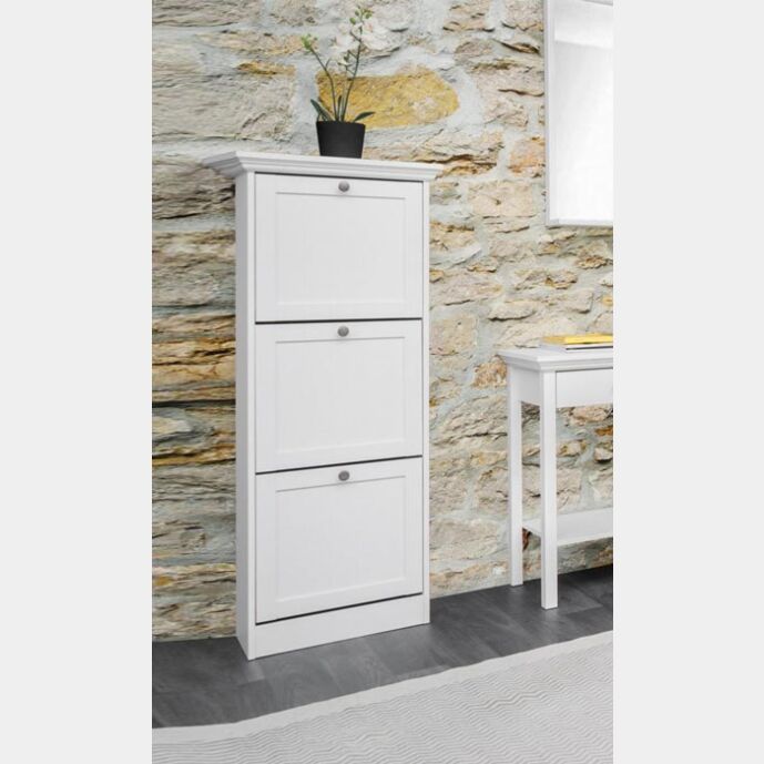 Scarpiera con 3 ante a ribalta, finitura Bianca