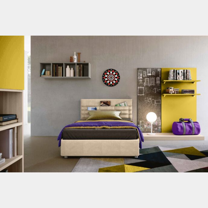 Letto piazza e mezza in tessuto Soft Nebbia